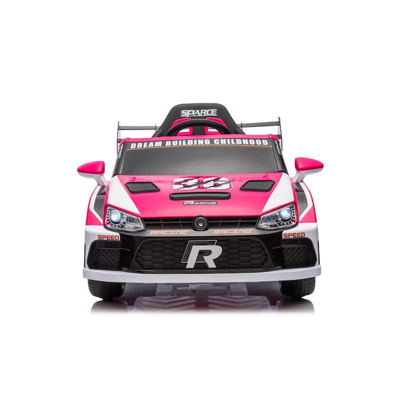 Dual Drive 12V Electric Ride-On Car with Openable Doors, Music, LED Lights, and Adjustable Speed for Kids Outdoor Fun