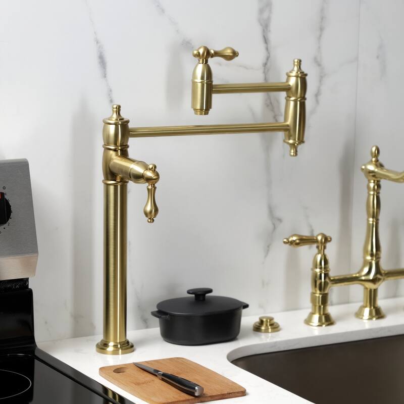 Kingston Brass Restoration Two-Handle 1-Hole Deck Mount Pot Filler Faucet