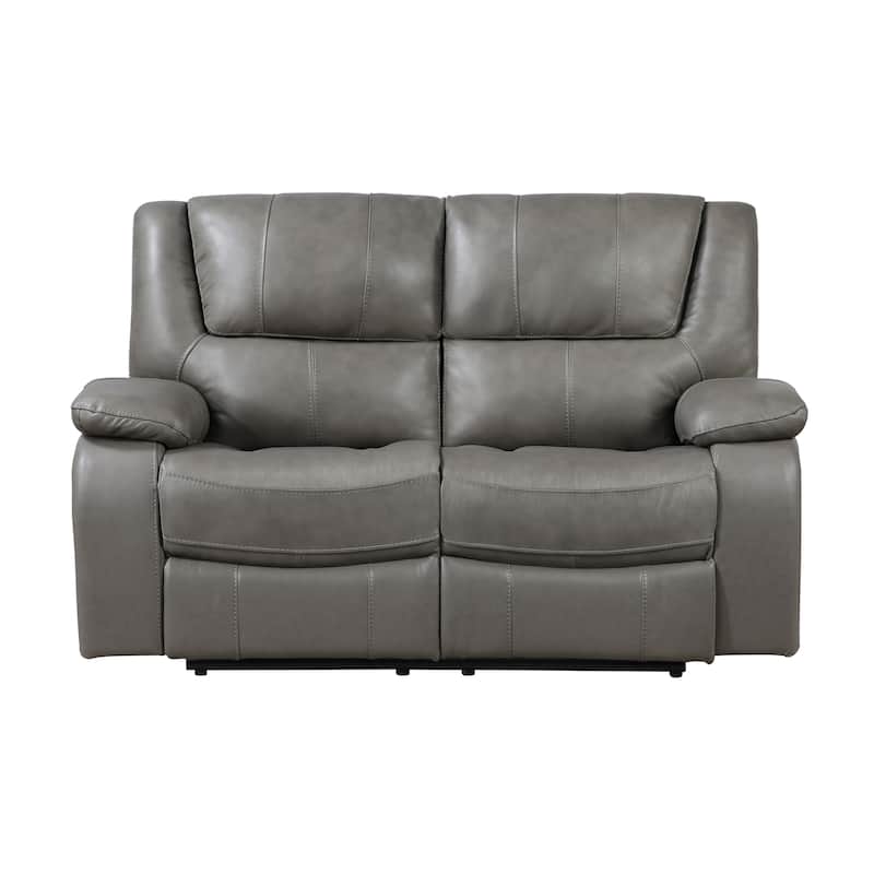 Fremont & Park Baron 65" Leather Manual Double Reclining Loveseat, Wall Hugger Design