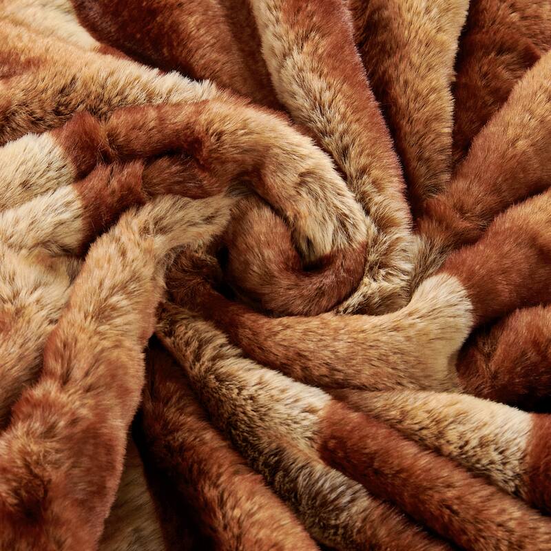 Tip Printing Light Fauxfur Throw