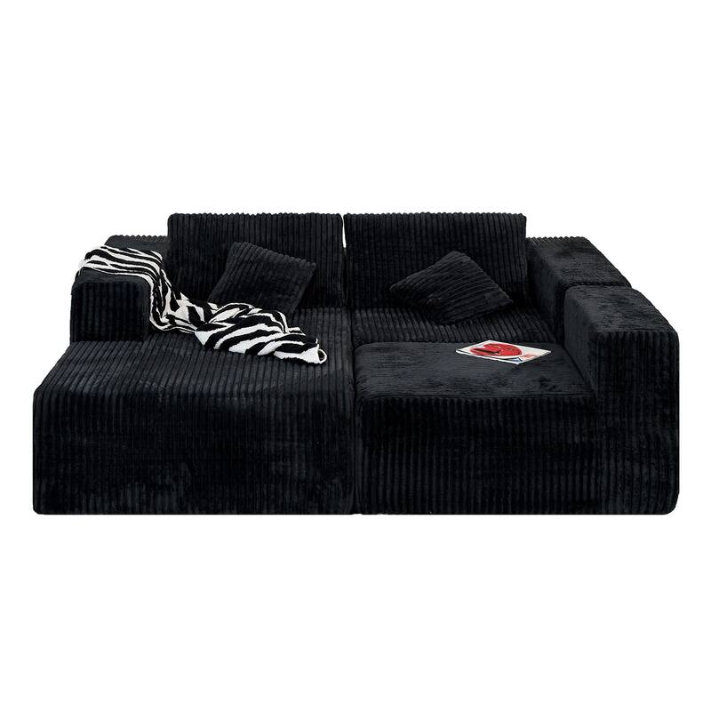 Sofa 113-in Casual Black 3 -seater Reclining Sectional - 8' x 10'