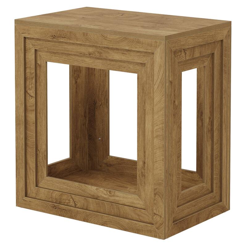 2-Tier Wooden End Table with Shelf Storage, Living Room Bedroom Side Table Accent Nightstand