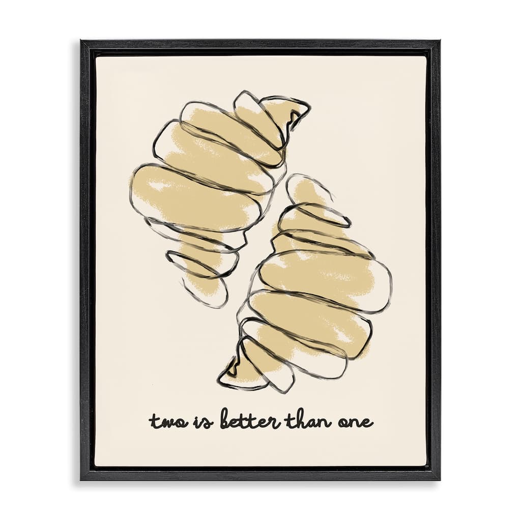 Stupell Croissants with French Phrase Framed Floater Canvas Wall Art Design By Lil' Rue