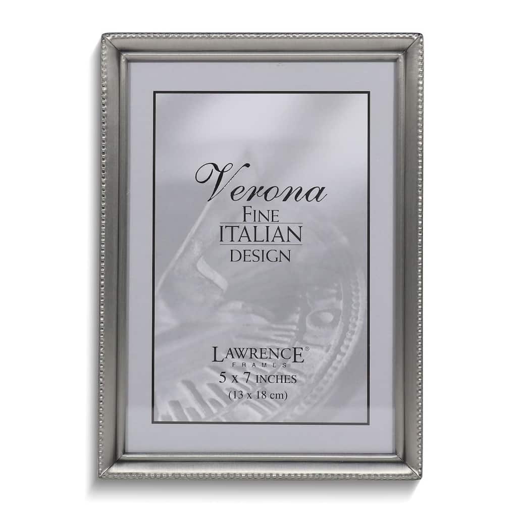 Curata Pewter Brushed and Beaded 5x7 Photo Frame