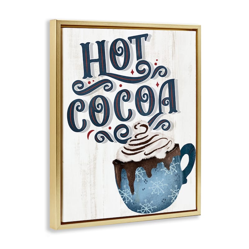 Stupell Warm Rustic Hot Cocoa Framed Floater Canvas Wall Art Design By Kim Allen