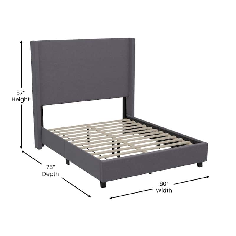 Modern Upholstered Platform Bed with Channel Stitched Headboard
