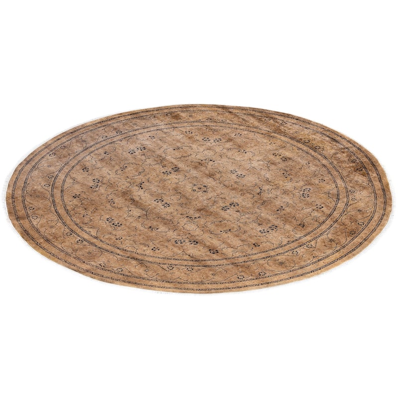 Overdyed One-of-a-Kind Hand-Knotted Round Area Rug - Beige - 8' 1" x 8' 1"