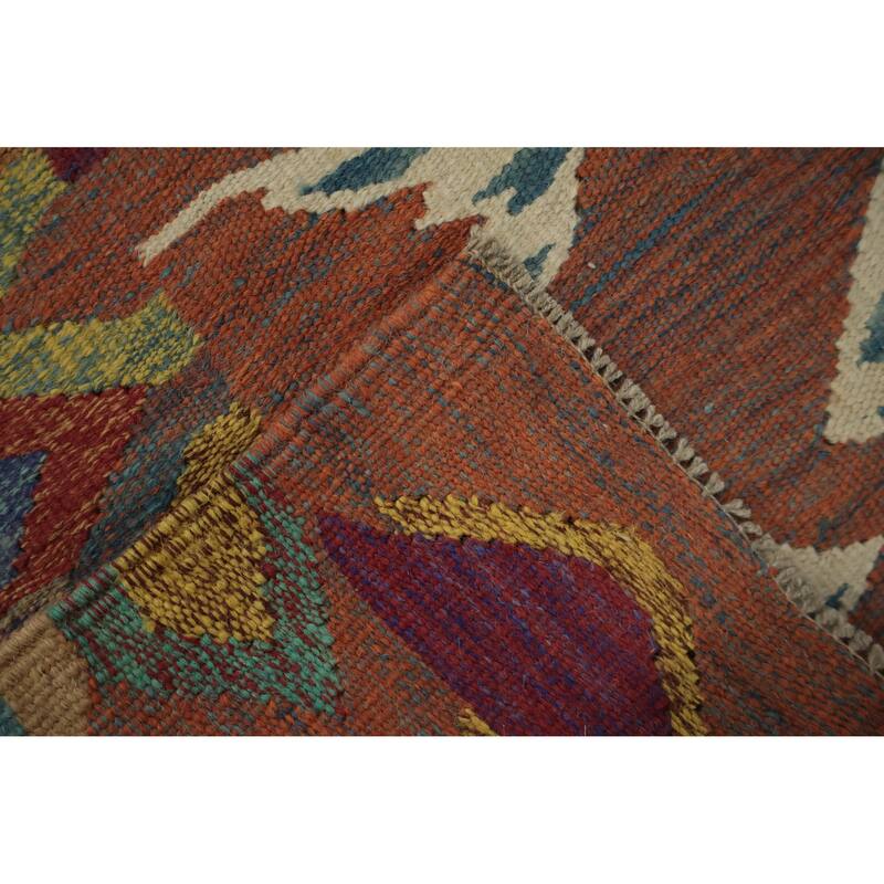Hand Woven Oriental 100% Wool Carpet Southwestern Tribal Multi-Colored Kilim Area Rug - 9' 8'' X 6' 7''