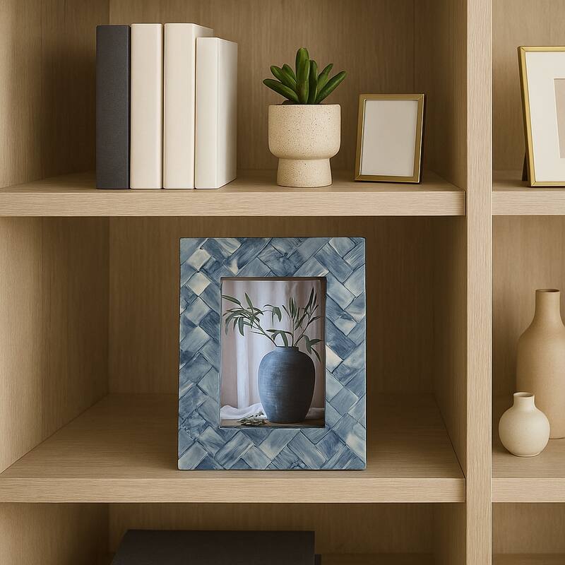 Resin Woven Rectangular Photo Frame - Blue