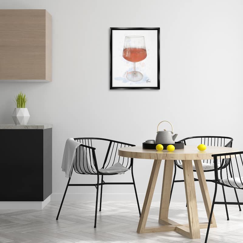 Stupell Modern Rosé in Glass Framed Floater Canvas Wall Art Design By Matthew Piotrowicz