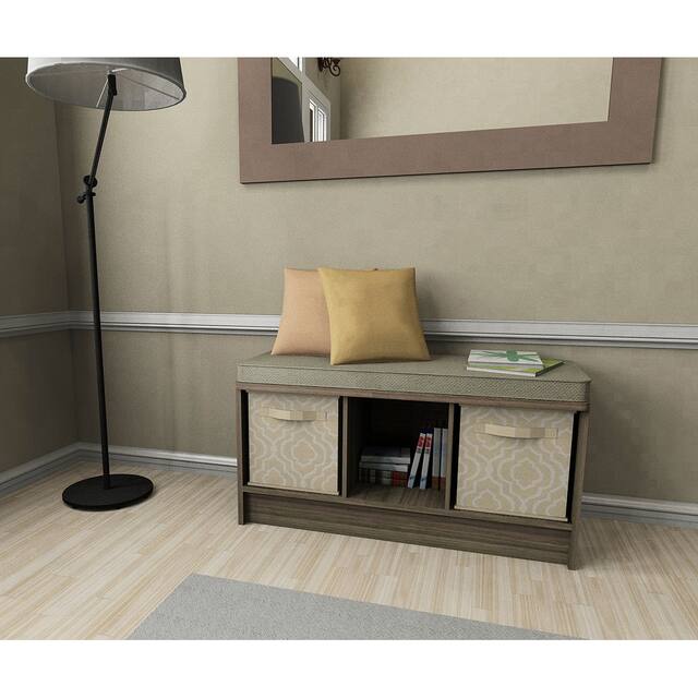 Porch & Den Southbrook 3-cube Storage Bench w/ Grey Cushion