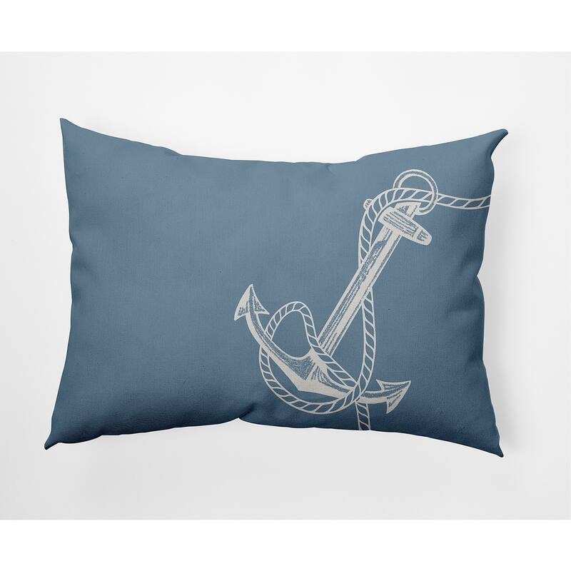 Anchored Nautical Decorative Indoor Pillow - Dusty Smoke - 14" x 20"