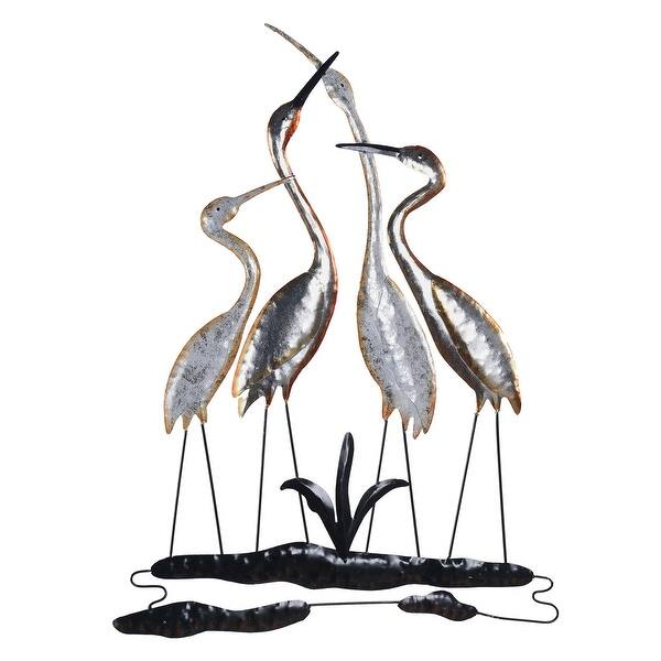 Four Cranes Around The Watering Hole Metal Wall Decor Bed Bath
