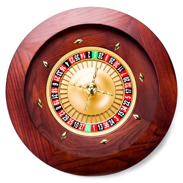 slide 2 of 4, 18" Casino Grade Deluxe Wooden Roulette Wheel - 21x21x7 in