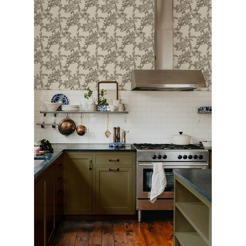 Chris Loves Julia x A-Street Prints Gerty Black Fruit Toile Wallpaper