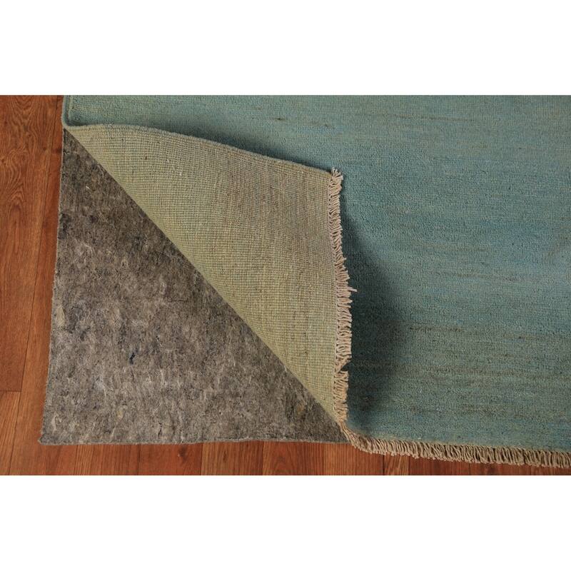 Green & Blue Gabbeh Modern Rug Handmade Stripe Wool Carpet - 3'4" x 4'10"