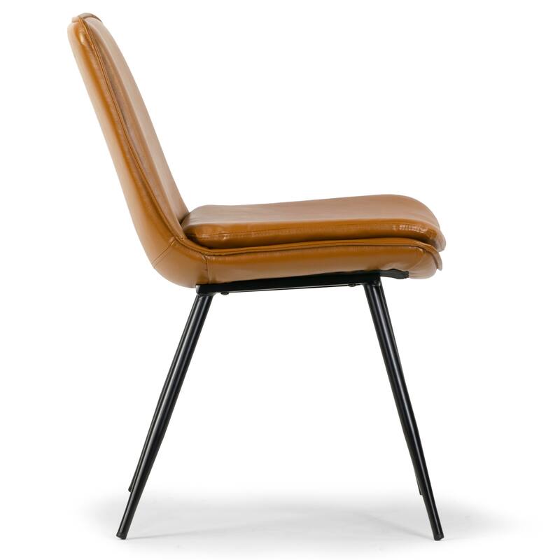 Set of 2 Avalon Cappuccino Faux Leather Dining Chair with Metal Legs