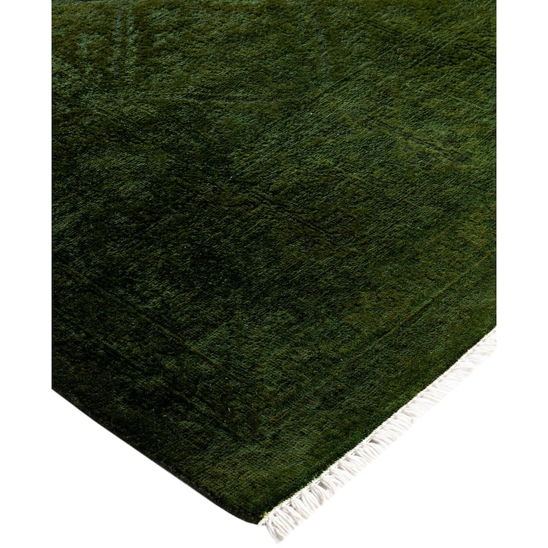 Overdyed One-of-a-Kind Hand-Knotted Area Rug - Green - 5' 3" x 7' 8"