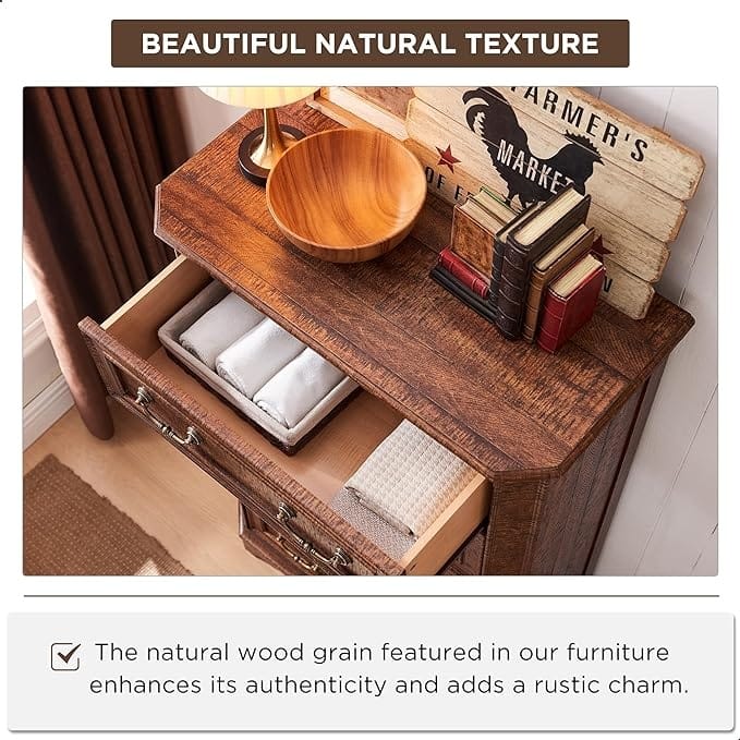 Farmhouse 5 Drawers Dresser, Wood Chest of Drawers, Dressers Organizer
