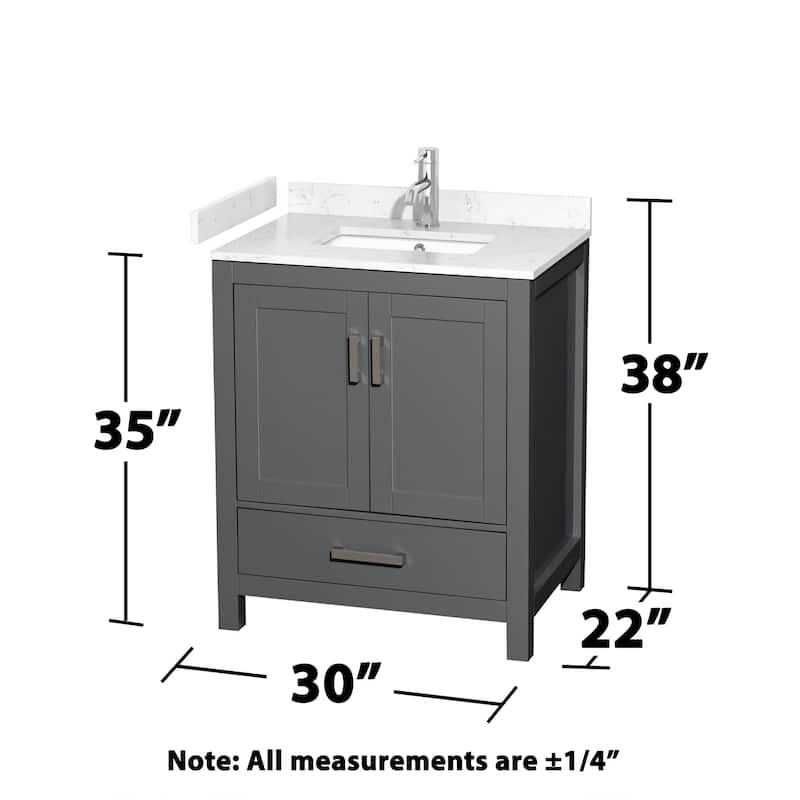 Wyndham Collection Sheffield 30" Single Bathroom Vanity, Carrara