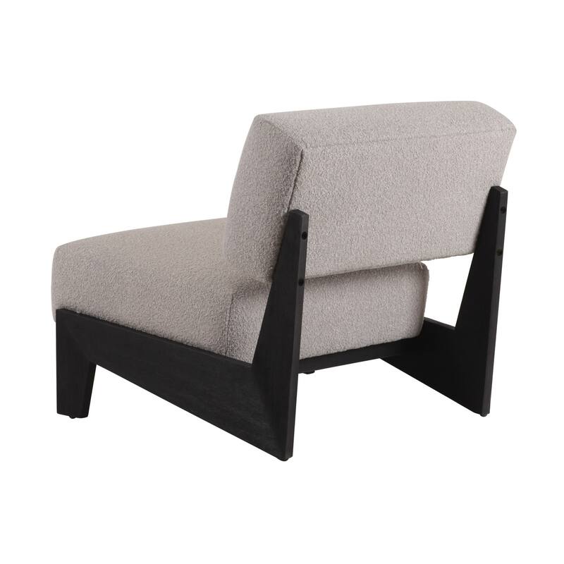 Modrest Tucker Mid-Century Modern Light Grey Fabric & Black Walnut Accent Chair