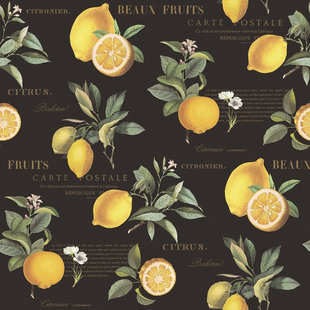Galerie Wallcoverings Just Kitchens Citron Botanical Vinyl on Non-woven Matte Wallpaper Roll