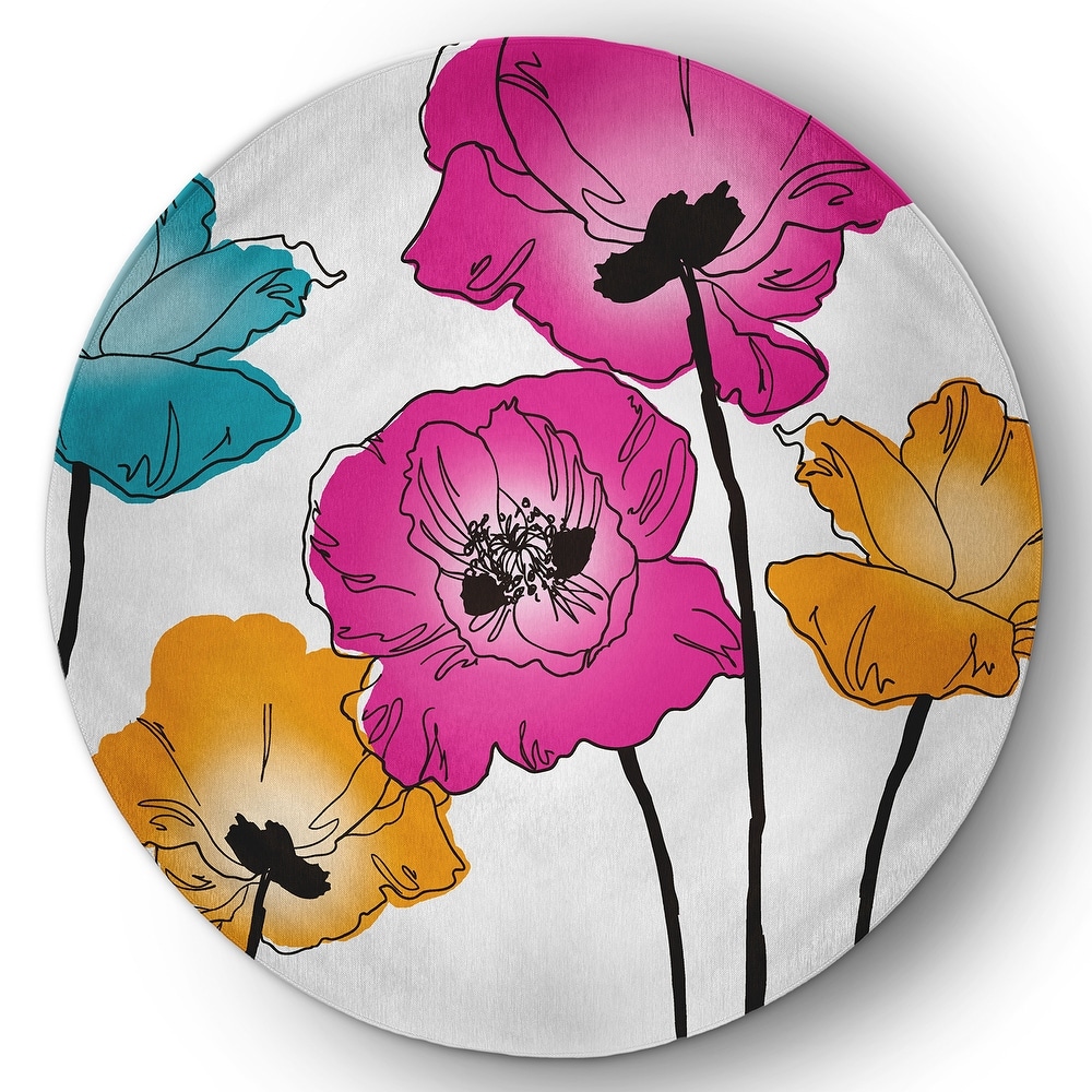 Popping Poppies Spring Chenille Indoor/Outdoor Rug