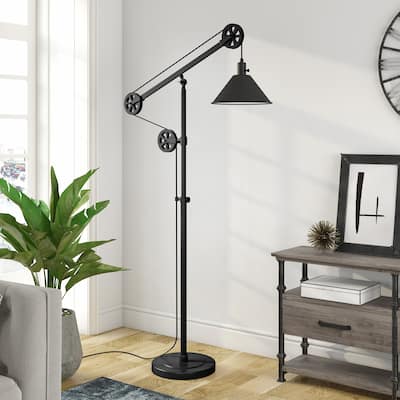 Devonshire Floor Lamp In Blackened Bronze With Pulley System