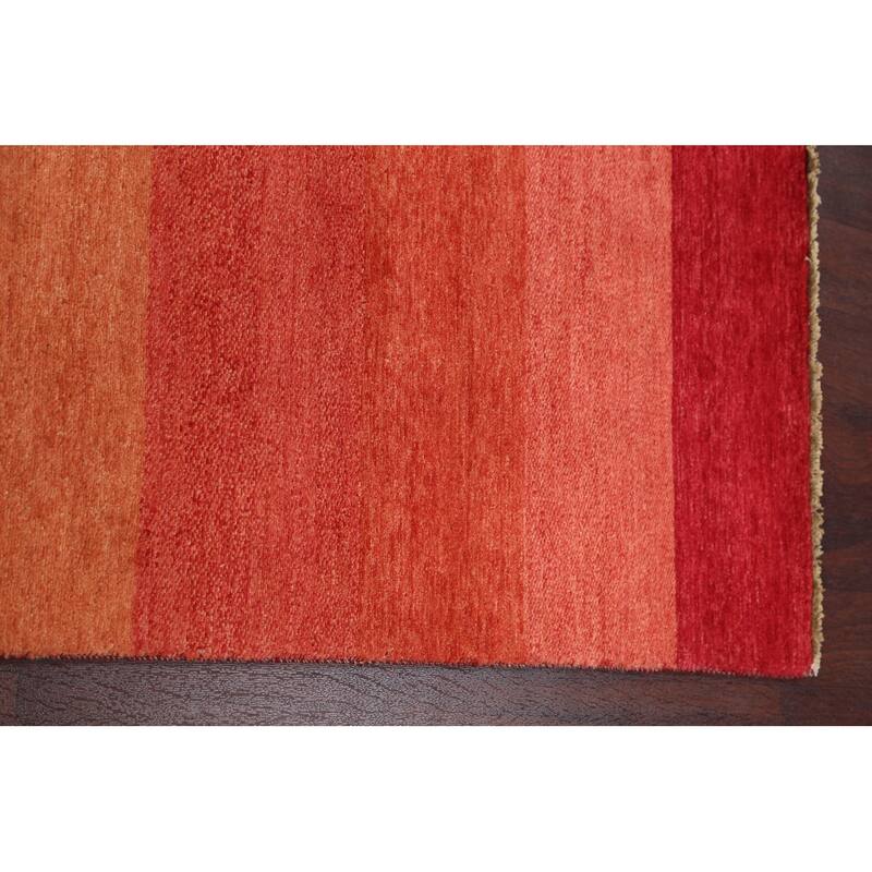 Striped Contemporary Oriental Gabbeh Kashkoli Wool Runner Rug Handmade - 3'1" x 15'7"