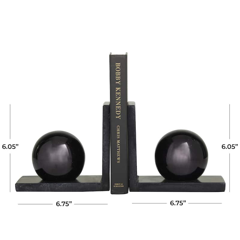 Marble Orb 7 lbs Decorative Bookends - Set of 2 Black or Gold - CosmoLiving by Cosmopolitan