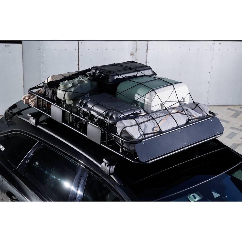 Roof Rack Basket Rooftop Steel Rack, Cargo Carrier with 250 Lbs Capacity, Extension Black Car Top Luggage Holder 64" Universal