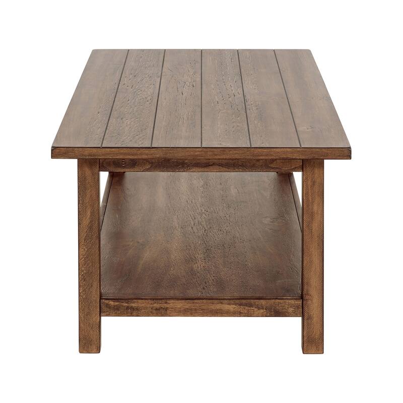 Wooden Coffee Table with Open Bottom Shelf