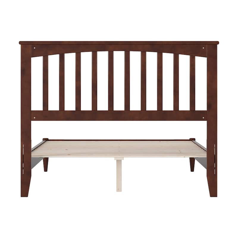 Modern Platform Bed - Low Profile Wood Bed Frame - Full Size Bed - Walnut Finish