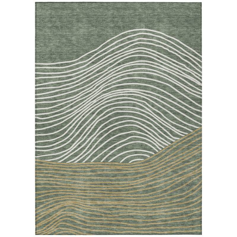 Machine Washable Indoor/ Outdoor Modern Arches Chantille Rug