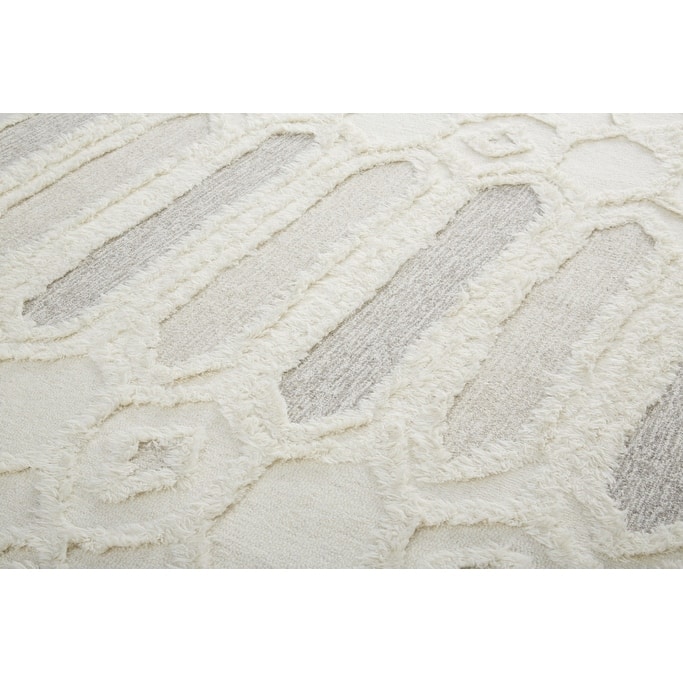 Zowew Hand Tufted Geometric Stain Resistant Durable Area Rug By HomeRoots - 8' x 10'