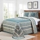 preview thumbnail 1 of 36, Superior Cotton Blend Oversized Classic Medallion Bedspread Set Cerulean Blue - Full