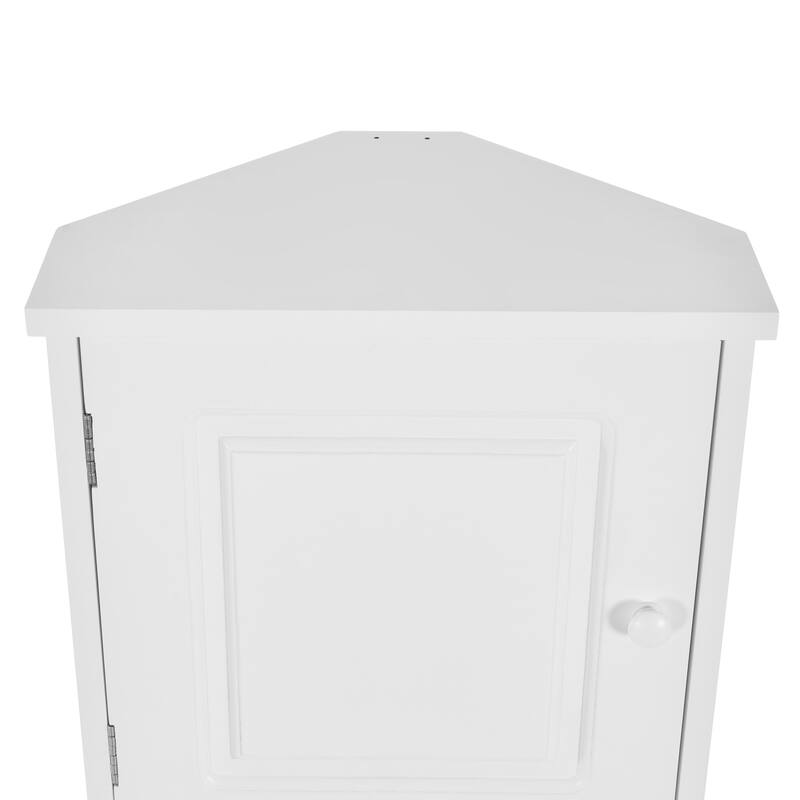 Triangle-shaped Designed Tall Corner Cabinet for Bathroom with 2 Doors, Open Shelf and Adjustable Shelves - Anti-tipping Device