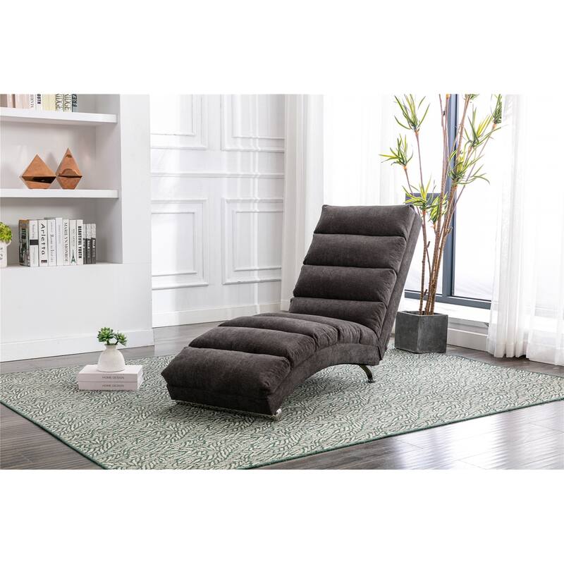 Linen Long Lounger Backrest Adjustable Sofas Ergonomically Massage Chair - Dark Gray