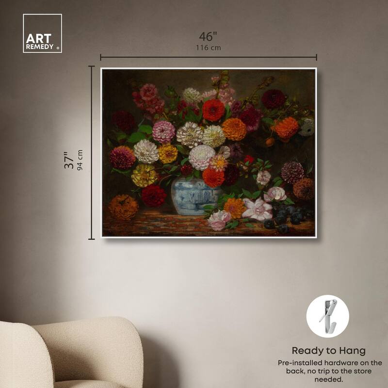 Still Life with Dahlias Canvas by Art Remedy