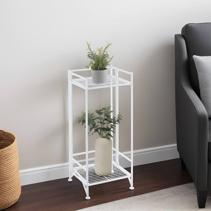 Convenience Concepts Xtra Storage 2 Tier Tall Folding Metal Plant Stand - White