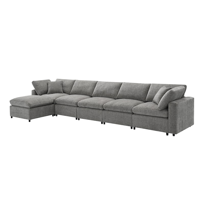 130'' U-Shaped 6-Seater Modular Sectional Sofa with Ottoman, Convertible Sleeper, and Customizable Layout Options
