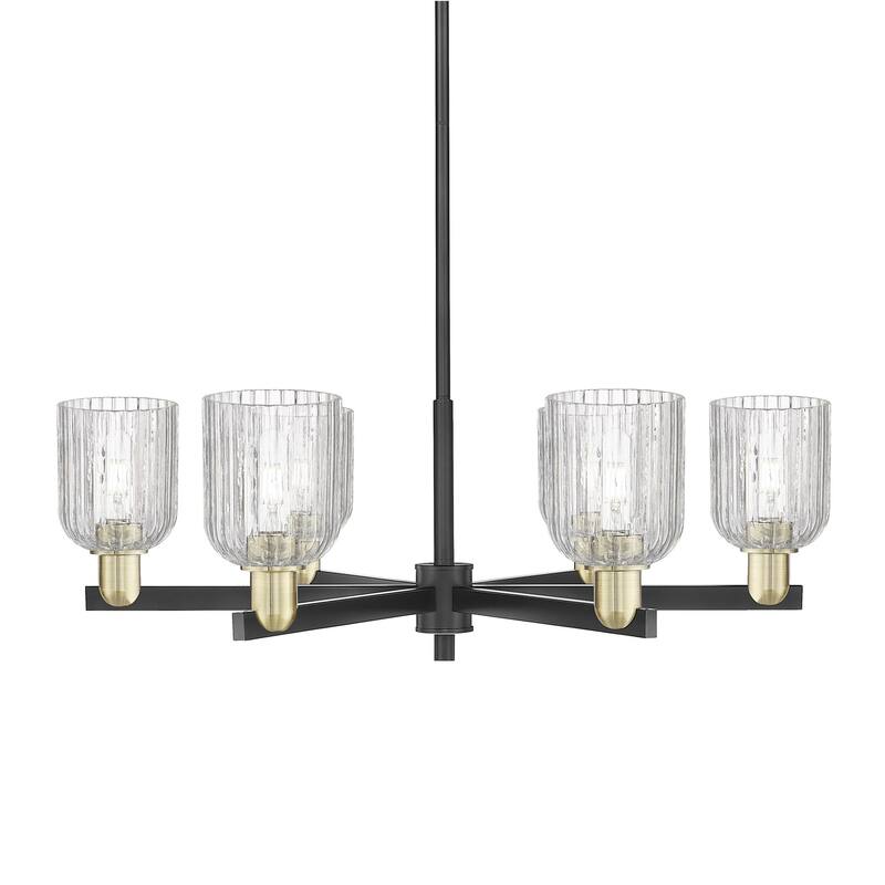 Innovations Lighting 716-6CR-11-35 Bridal Veil Chandelier Bridal Veil - Black Antique Brass / Clear