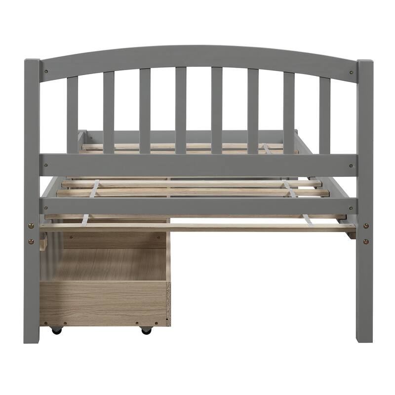 Twin Platform Storage Bed Frame with Headboard, Two Drawers