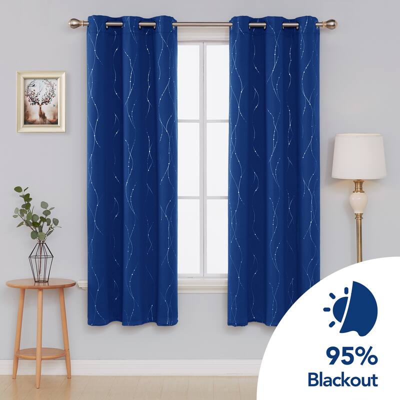 Deconovo Wave Line with Dots 42 Width Curtains Pair(2 Panel)