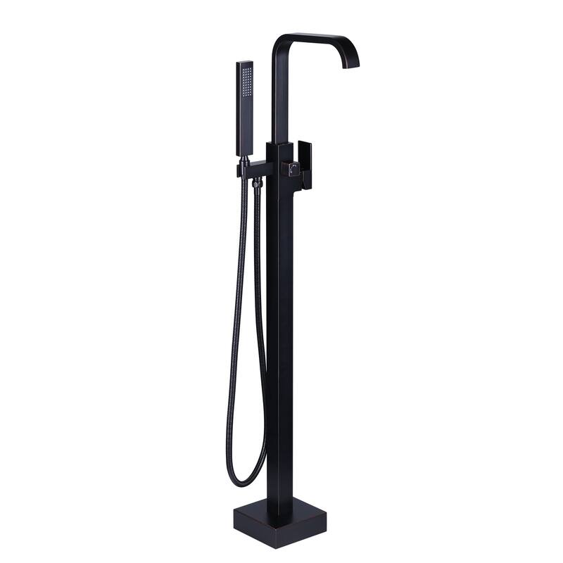 WOWOW Waterfall Single-Handle Freestanding Tub Faucet with Hand Shower - Oil Rubbed Bronze