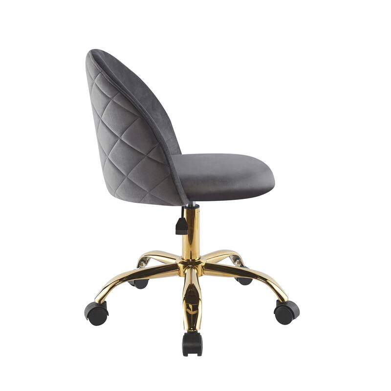 Porthos Home Hux Office Chair, Velvet Upholstery, Gold Chrome Legs