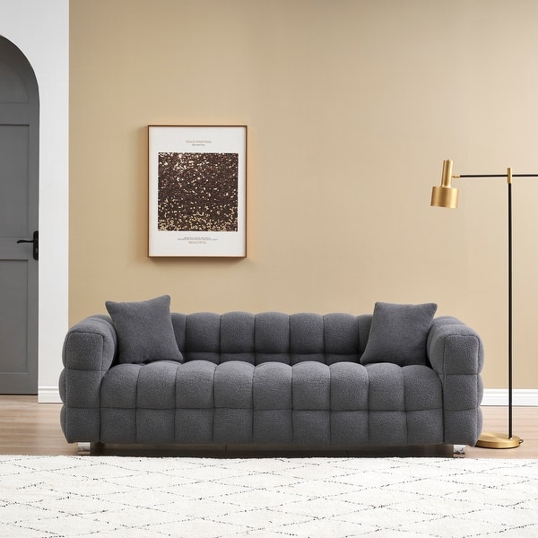 84Rolled Arm Chesterfield Sofa Couch, Modern 3 Seater Sofa Couch, Luxious  Leather Couch with Thicken Seat Cushions and Button Tufted Back,  Chesterfield Couch with Nailhead Trim, Black+PU 
