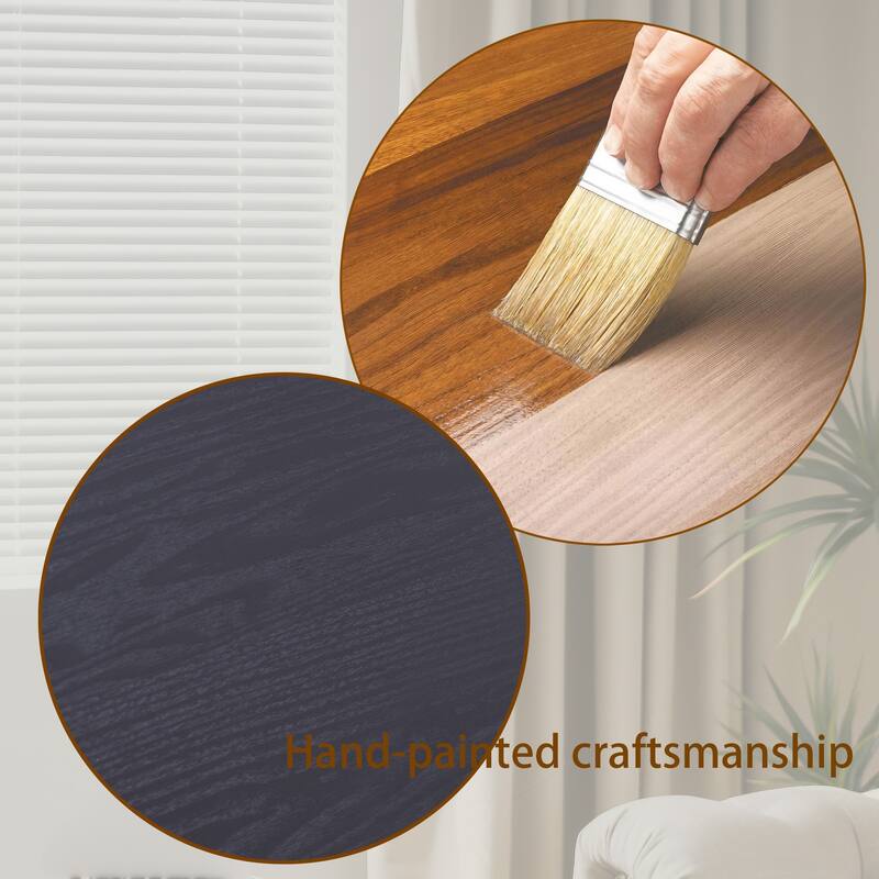 Roomfitters Rustic Carved Wood Coffee Table 47 Inch Handcrafted Look Ornate Side Panels Living Room Furniture, Natural