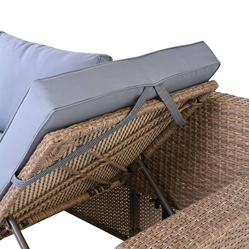 Outdoor 6-Piece Rattan Modular Sectional Sofa Set with Storage & Dining Table