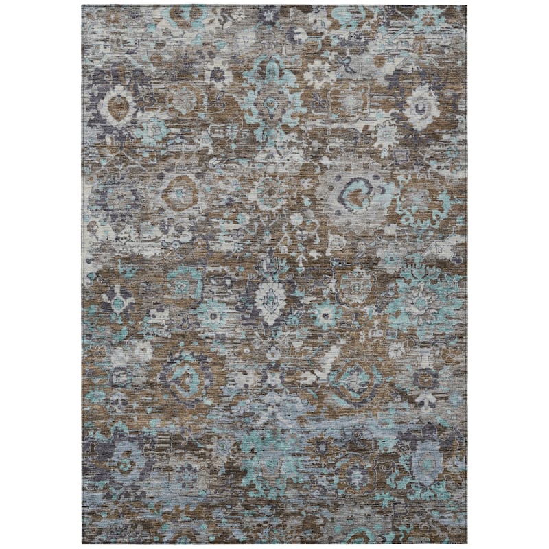 Machine Washable Indoor/ Outdoor Vintage Traditional Chantille Rug